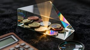 Ein Prisma bricht Licht in Münzen, um Bonus-Umsatzbedingungen mathematisch zu analysieren